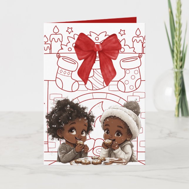 Afroamerikanische Weihnachtskarte Feiertagskarte (Vorderseite)