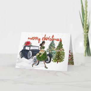 Afroamerikanische Weihnachtskarte für Frauen Karte
