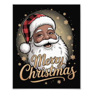 Afroamerikanische Weihnachtspyjamas Weihnachtsmann Fotodruck