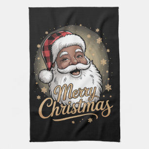 Afroamerikanische Weihnachtspyjamas Weihnachtsmann Geschirrtuch