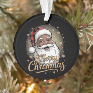 Afroamerikanische Weihnachtspyjamas Weihnachtsmann Ornament