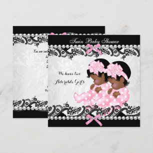 Afroamerikanische Zwillingsmädchen Baby Shower Pin Einladung