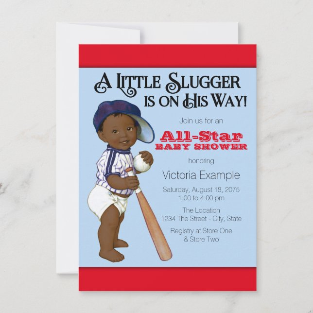 Afroamerikanischer Baby-Boy-Dusche Einladung (Vorderseite)