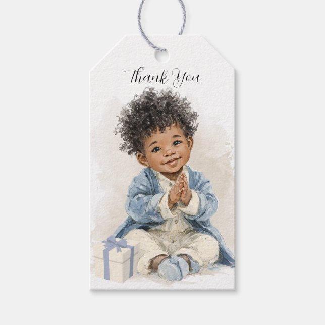 Afroamerikanischer Babyjunge Geschenkanhänger (Vorderseite)