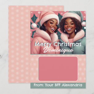 Afroamerikanischer BFF-Weihnachtsgeschenkkartenhal Einladung