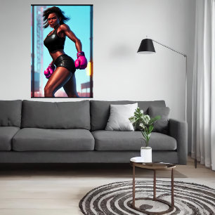 Afroamerikanischer Boxer Art der AI Poster