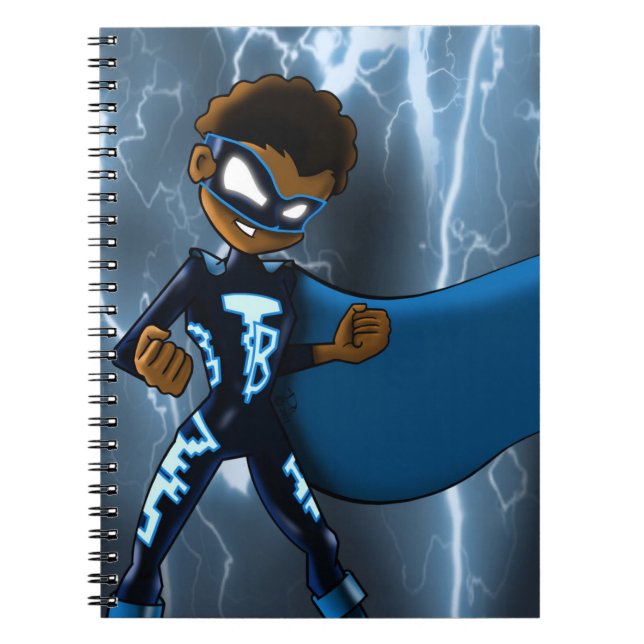 Afroamerikanischer Boy Superhero Notizblock (Vorderseite)