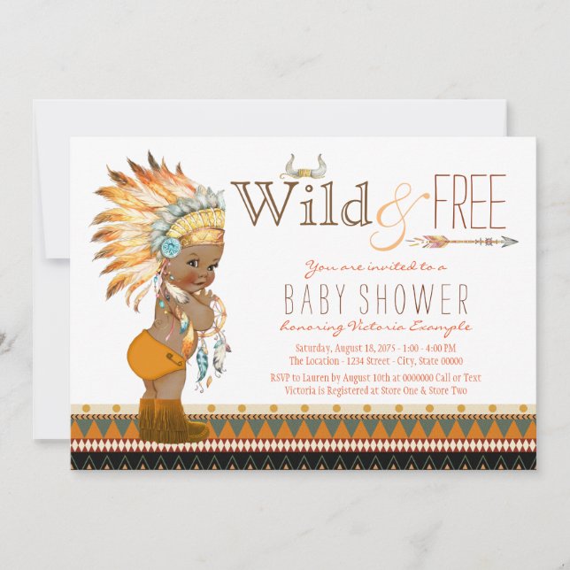 Afroamerikanischer Boys Tribal Boho Baby Shower Einladung (Vorderseite)