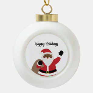 Afroamerikanischer Ceramin Santa Claus Ornament