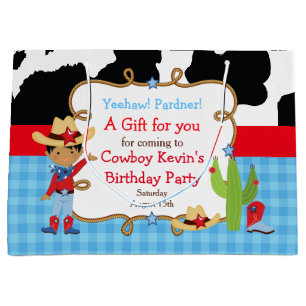 Afroamerikanischer Cowboy-Western Geburtstag Viele Große Geschenktüte