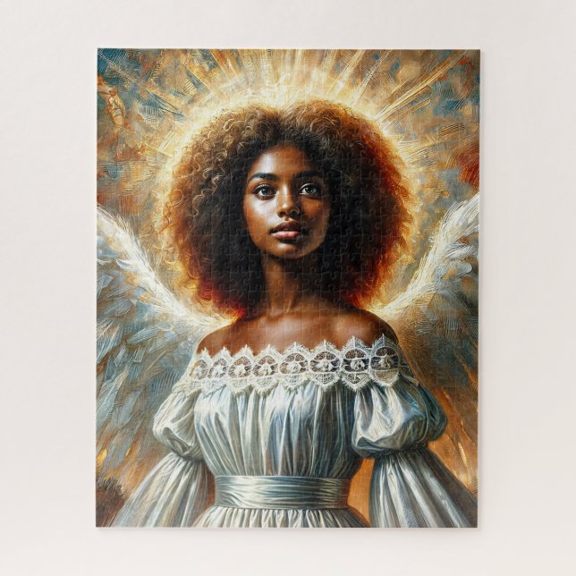 Afroamerikanischer Engel mit Heiligenschein Puzzle (Vertikal)