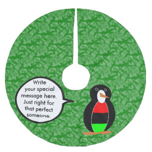 Afroamerikanischer Feiertag Mrs. Penguin Sprechend Polyester Weihnachtsbaumdecke