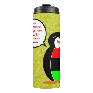 Afroamerikanischer Feiertag Mrs. Penguin Sprechend Thermosbecher