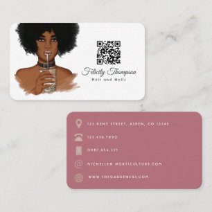Afroamerikanischer Friseur QR Code Geschäftskarte Visitenkarte
