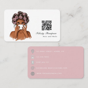Afroamerikanischer Friseur QR Code Geschäftskarte Visitenkarte