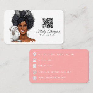 Afroamerikanischer Friseur QR-Code Visitenkarte