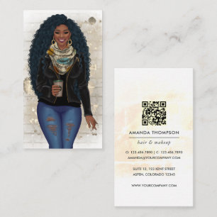 Afroamerikanischer Friseur QR Code Visitenkarte