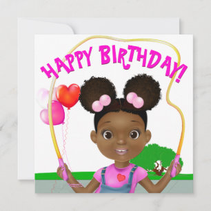 Afroamerikanischer Girl Jump Rope zum Geburtstag Karte