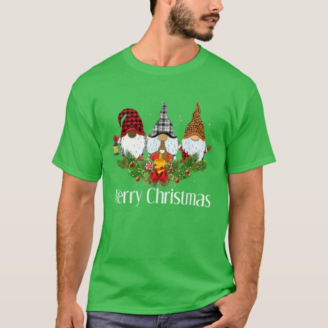 Afroamerikanischer Gnome Frohe Weihnachten T-Shirt (Vorderseite)