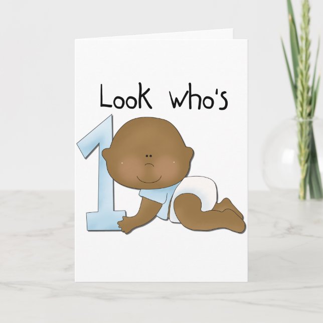 Afroamerikanischer Junge 1. Geburtstag - Hemden un Karte (Vorderseite)