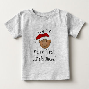 Afroamerikanischer Junge 1. Weihnachten Baby T-shirt