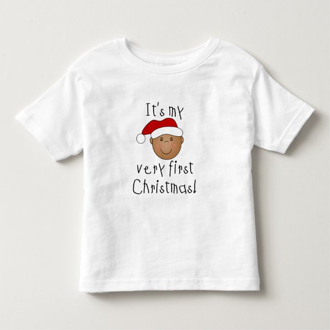 Afroamerikanischer Junge 1. Weihnachten Kleinkind T-shirt (Vorderseite)