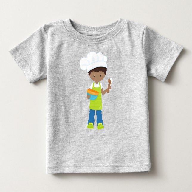 Afroamerikanischer Junge, Backwaren, Bäcker, Bäcke Baby T-shirt (Vorderseite)