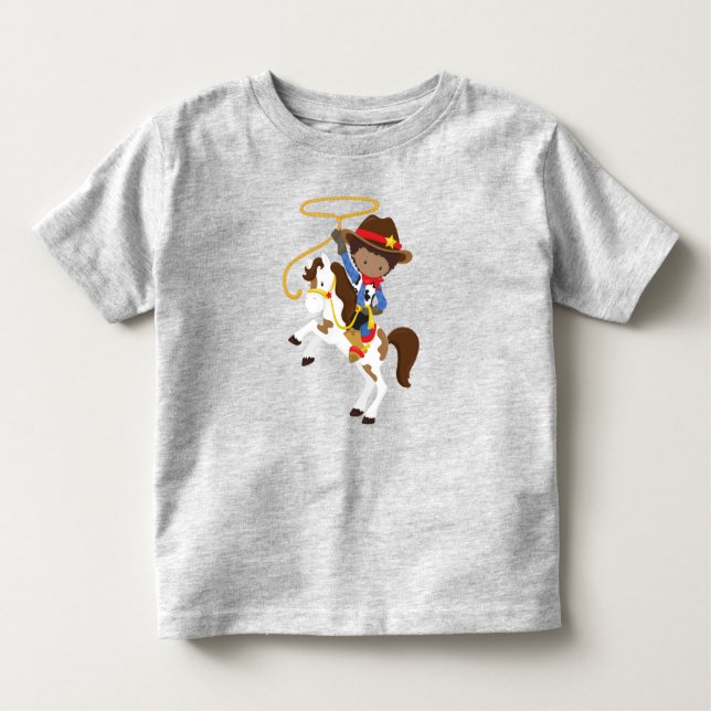 Afroamerikanischer Junge, Cowboy, Sheriff, Lasso Kleinkind T-shirt (Vorderseite)