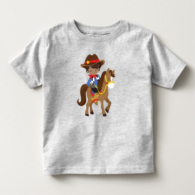 Afroamerikanischer Junge, Cowboy, Sheriff, Pferd Kleinkind T-shirt (Vorderseite)