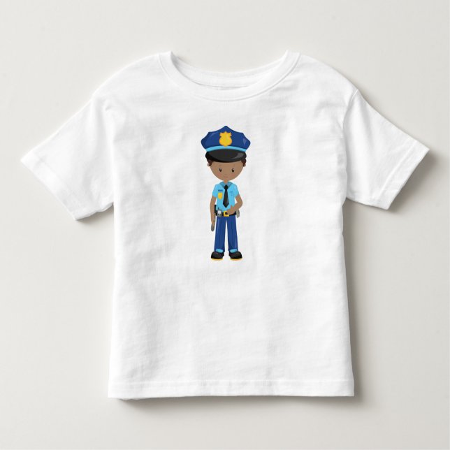 Afroamerikanischer Junge, Polizist, Polizeibeamter Kleinkind T-shirt (Vorderseite)