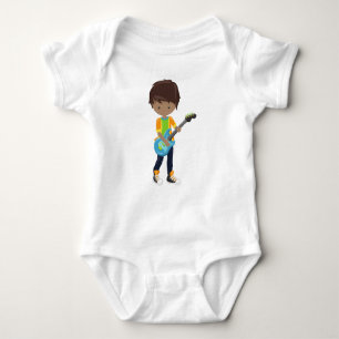 Afroamerikanischer Junge, Rock Boy, Gitarrenspiele Baby Strampler