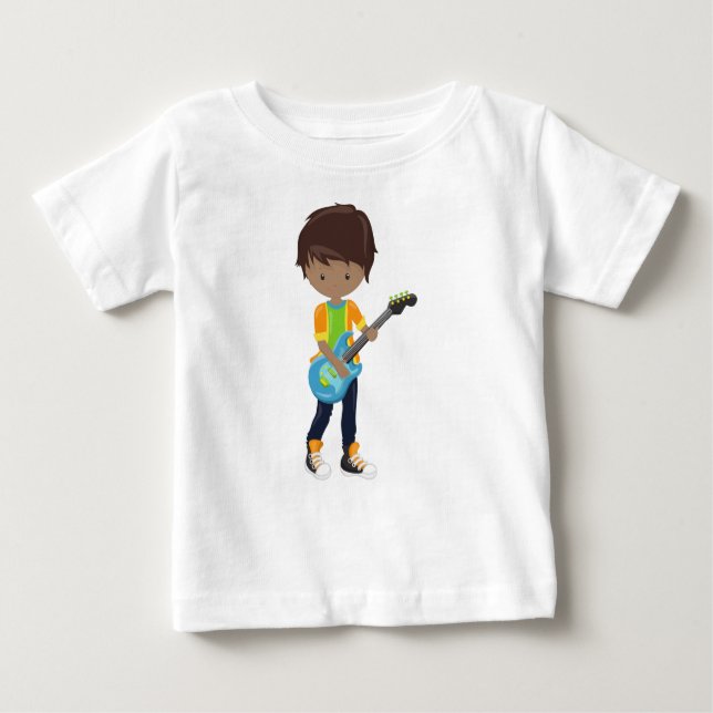 Afroamerikanischer Junge, Rock Boy, Gitarrenspiele Baby T-shirt (Vorderseite)