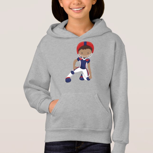 Afroamerikanischer Junge, Rugby Player, Team Sport Hoodie (Vorderseite)