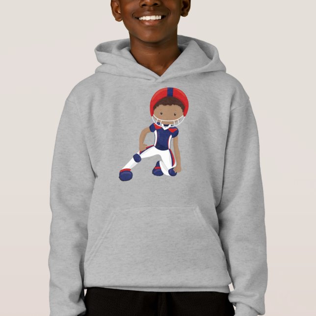 Afroamerikanischer Junge, Rugby Player, Team Sport Hoodie (Vorderseite)