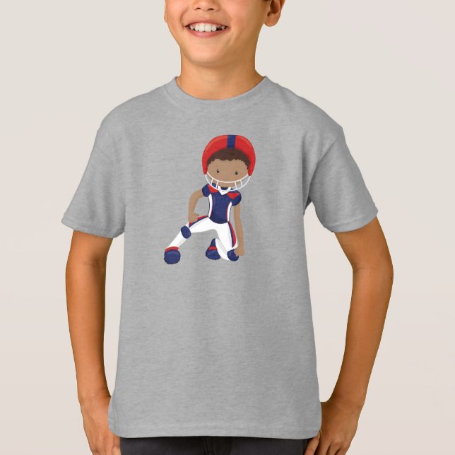 Afroamerikanischer Junge, Rugby Player, Team Sport T-Shirt (Vorderseite)