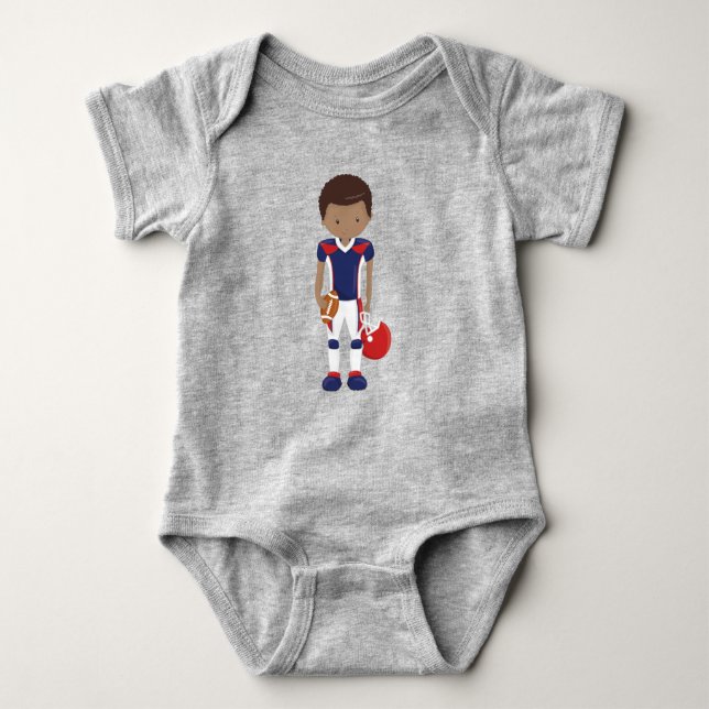 Afroamerikanischer Junge, Team Sport, Rugby Player Baby Strampler (Vorderseite)