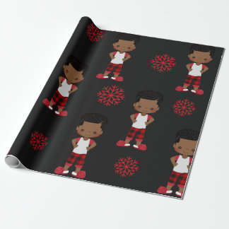 Afroamerikanischer Junge Weihnachtsgeschenke Geschenkpapier