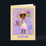 Afroamerikanischer Kleine Girl Friend Geburtstag Karte<br><div class="desc">Afroamerikanischer Kleine Girl Friend Geburtstag</div>