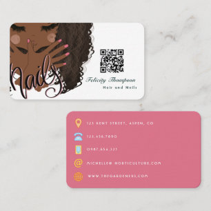 Afroamerikanischer Maniküre-Schönheits-QR-Code Visitenkarte