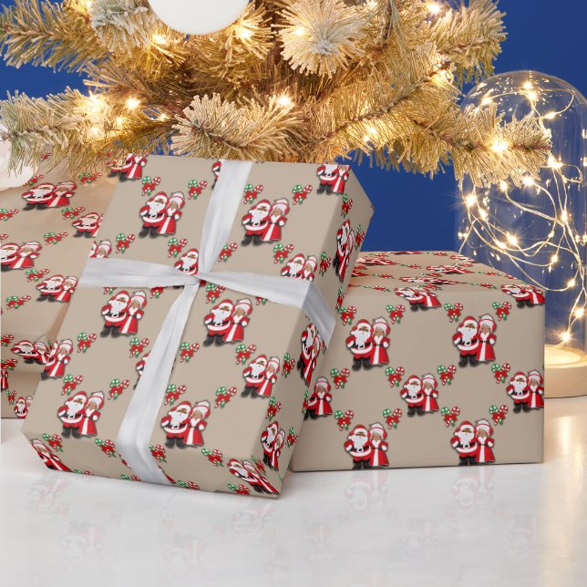 Afroamerikanischer Mr. and Mrs. Clause Gift Wrap Geschenkpapier (Feiertage)