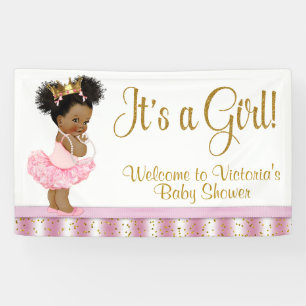 Afroamerikanischer Prinzessin Mädchen Baby Shower  Banner