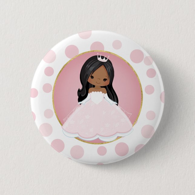 Afroamerikanischer Rosa Prinzessin Button (Vorderseite)