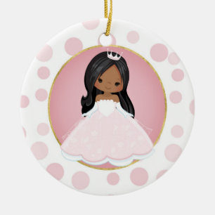 Afroamerikanischer Rosa Prinzessin Keramik Ornament