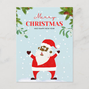 Afroamerikanischer schwarzer Weihnachtsmann Feiertagspostkarte