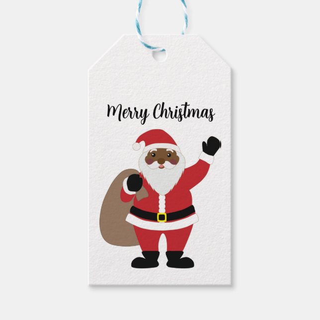 Afroamerikanischer schwarzer Weihnachtsmann Geschenkanhänger (Vorderseite)