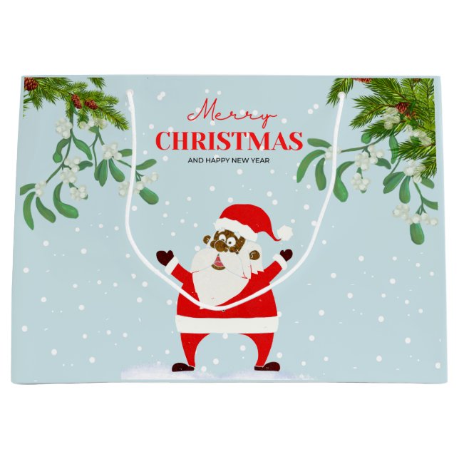 Afroamerikanischer schwarzer Weihnachtsmann Große Geschenktüte (Vorderseite)