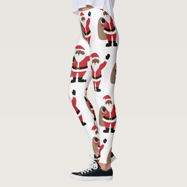 Afroamerikanischer Schwarzer Weihnachtsmann Leggin Leggings (Links)