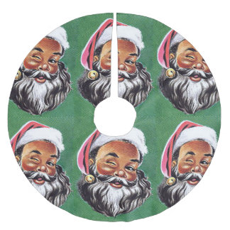 Afroamerikanischer schwarzer Weihnachtsmann Polyester Weihnachtsbaumdecke