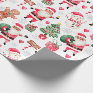 Afroamerikanischer Schwarzer Weihnachtsmann Weihna Geschenkpapier