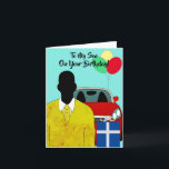 Afroamerikanischer Sohn Happy Birthday Card Karte<br><div class="desc">Diese coole Geburtstagskarte zeigt eine Silhouette eines afroamerikanischen Mannes,  der einen senffarbenen Anzug und eine Krawatte trägt. Holen Sie sich diese Karte für einen verdienten Sohn,  um Ihre Wertschätzung zu zeigen.</div>